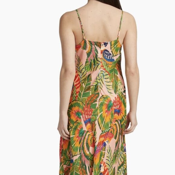 Farm Rio Macaw Leaves Cut-Out Midi Dress NEW Size Medium - Picture 7 of 13